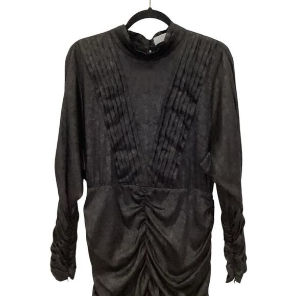 Hunter Bell Ariana Ruched Dress In Onyx Black Jacquard Size 12 - Picture 9 of 16